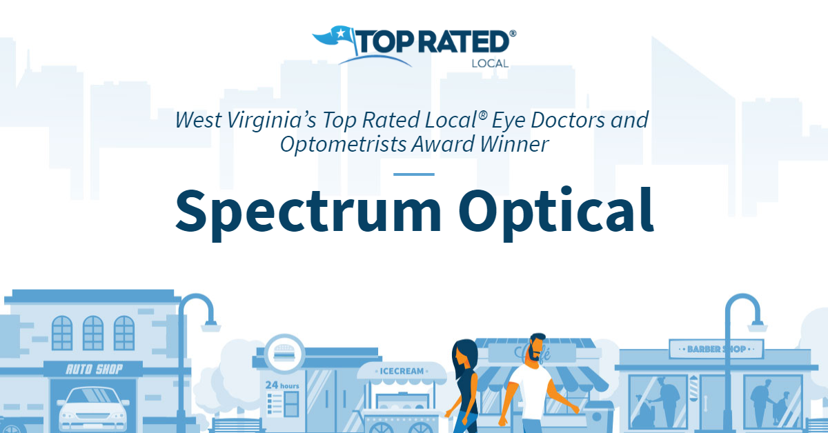 A header that shows this office was voted Top Rated Local Optometrist.