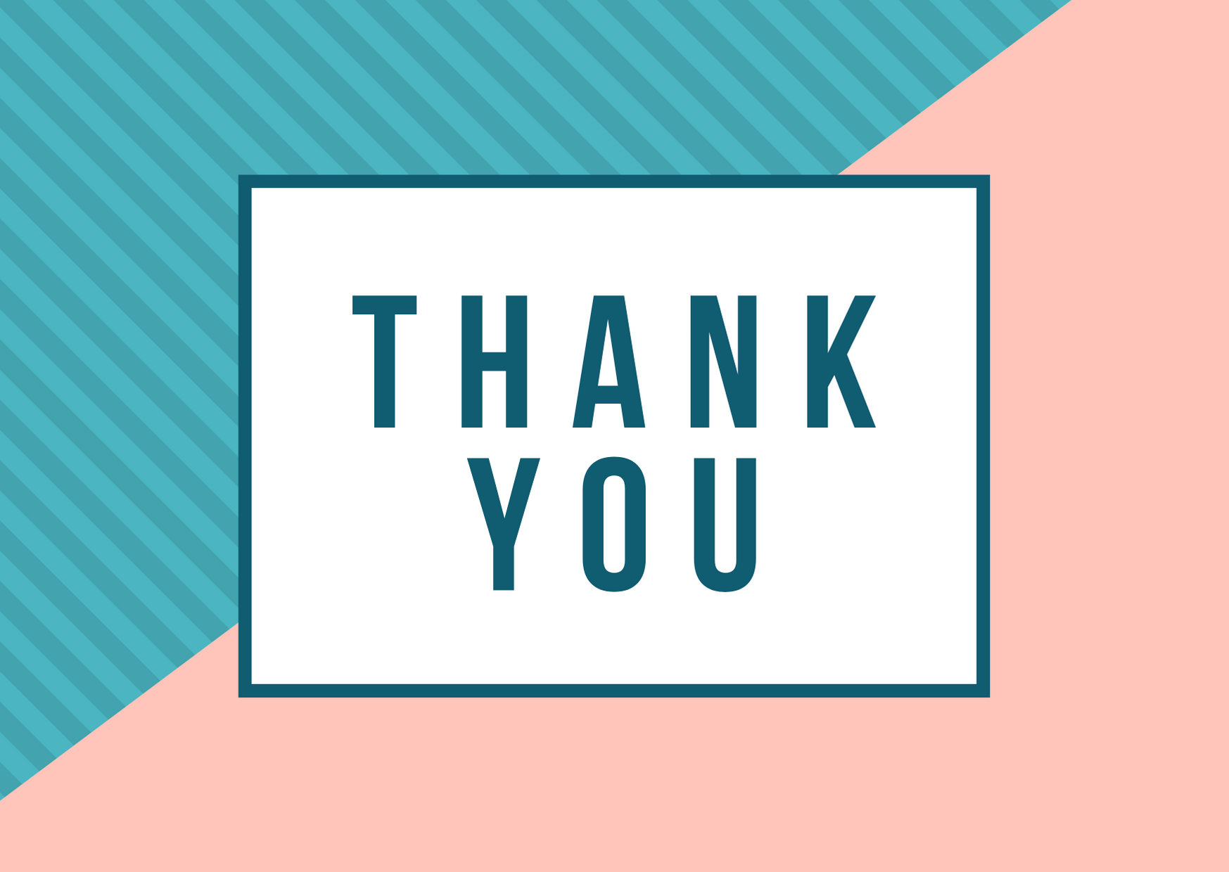 A pink abd blue image says the words "Thank You" as a thank you to the office's client base