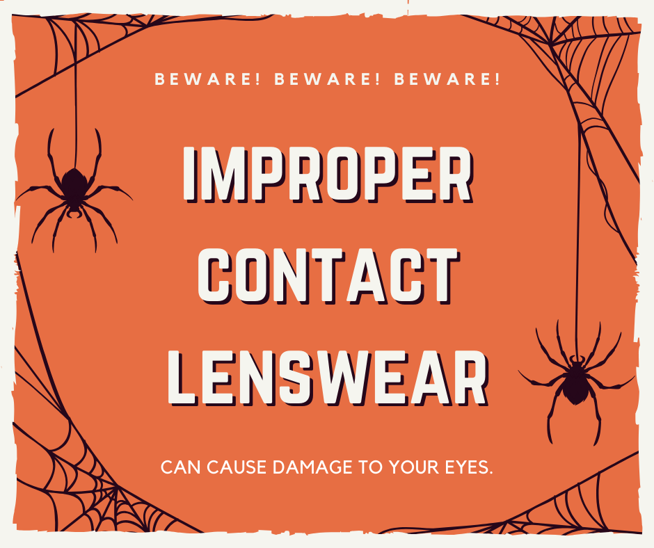 Beware! written on orange background with spiderwebs